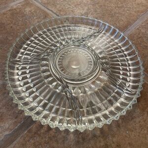 Vintage glass divided serving plate